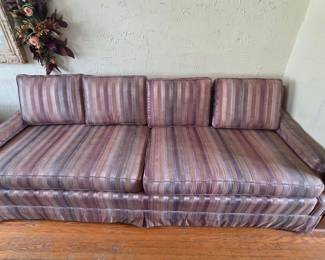 Vintage Striped Upholstered Sofa