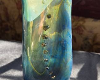 Murano Sommerso Art Glass Vase with Internal Bubbles