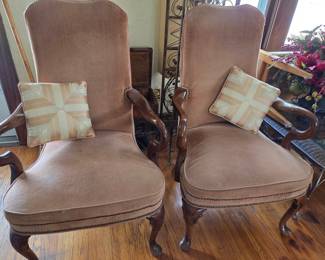 Pair of Louis XV Style Carved Armchairs