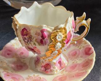 Vintage Pink Rose Tea Cup and Saucer Set - Japan