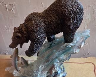 Bear Fishing Resin Sculpture