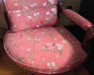 Victorian Style Armchair with Chinoiserie Upholstery