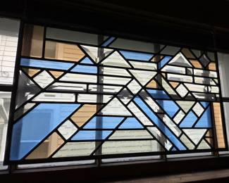 Art Deco Geometric Stained Glass Panel