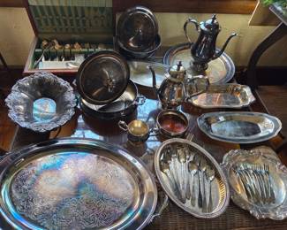 Assorted Silver-Plated Serving Pieces