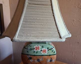 Frederick Cooper Famille Orange Lamp with Asian Floral Motif