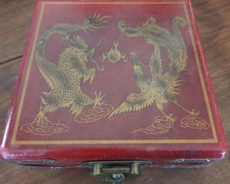Vintage Dragon and Phoenix Mahjong Set Box