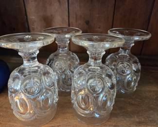 Moon and Stars Pattern Glass Goblets (Set of 4) by L.E. Smith