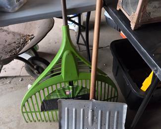 AMES 26" Poly Leaf Rake and Metal Snow Shovel
