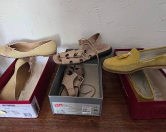 Salvatore Ferragamo Yellow Suede Tassel Loafers and Arche Nude Nubuck Gladiator Sandals