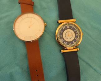Skagen Quartz Watch with Brown Leather Strap and Gold-Tone Case, and Decorative Roman Numeral Watch