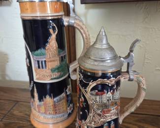 Set of Two German Beer Steins - Bavaria and Munich Themes