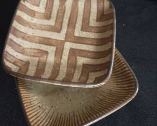 Japanese Studio Pottery Square Plates (Set of 2)