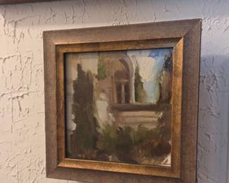 Impressionistic Landscape Painting with Architectural Elements