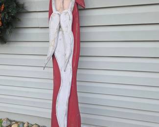 Hand-Carved Wooden Santa Claus Figure - Folk Art Style