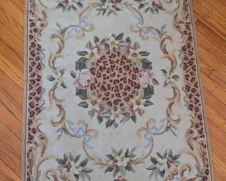 Needlepoint Rug with Floral and Leopard Border