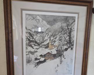 Luigi Kasimir Winter Scene Etching