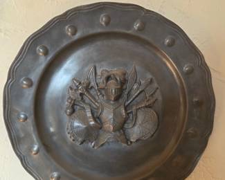 Pewter Knight's Helm and Arms Charger Plate
