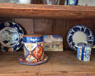Imari Porcelain Charger and Ginger Jar Set