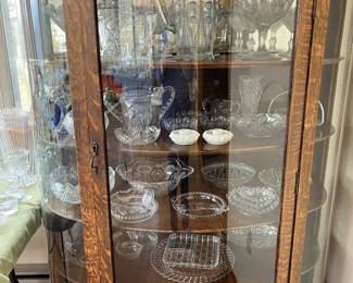 Cut glass press, glass oak curve, glass China cabinet