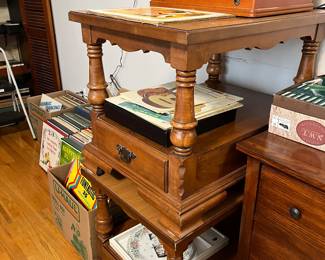 End tables with turntable radio, and CD player