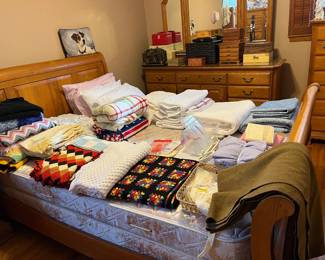 Linens, queen size sleigh bed