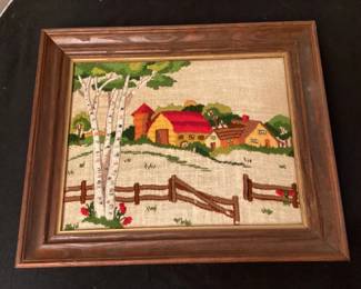 Embroidered barn art