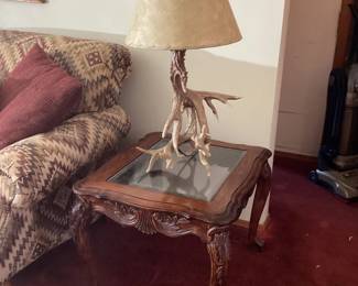 End table & faux antler lamp