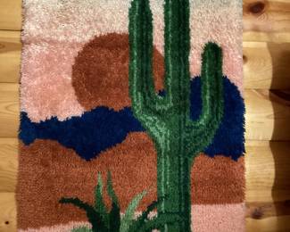 Cactus hooked rug / wall hanging