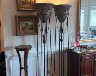 Pair Art Deco Torchiere Floor Lamps 