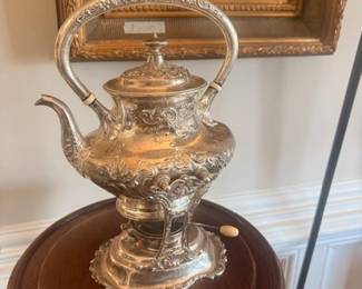 Gorham sterling spirit kettle on stand.  Buttercup pattern. With warming burner. 