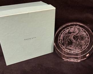 Tiffany Co TSR Dragon Logo Paperweight