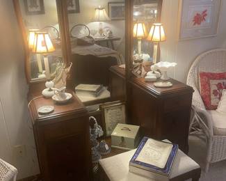1920’s walnut vanity with bench