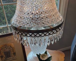 Stunning signed cut glass lamp ( one of a pair )