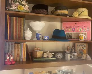 Vintage children’s books, shoes ,children’s dishes and vintage hats