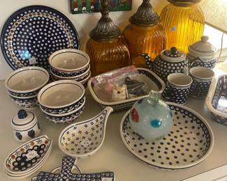 Collection of Boleslawiec Polish pottery