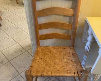 One of a set of 8 famed Arkansas woodworker Dallas Bump ladder back chairs. His work is in the Smithsonian and Bill and Hillary Clinton collection