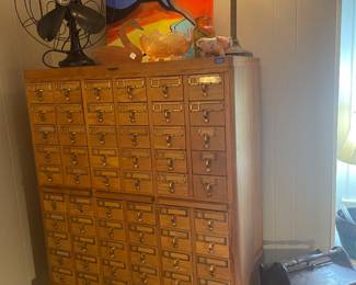 Remington Road card file with Lee Harris abstract painting