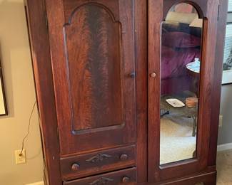 Late Victorian Crotch mahogany wardrobe 