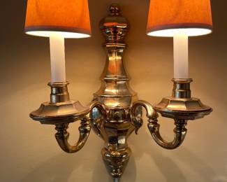 One of a pair of Federal brass sconces