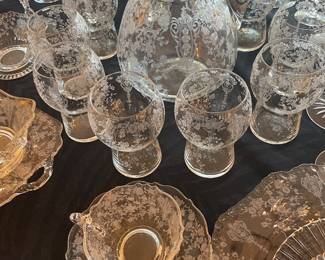 Cambridge “ Rosepoint” Doulton pitcher and ball tumblers