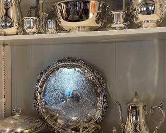 Selection of silverplate serving pieces