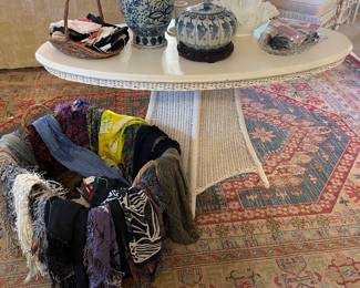 Wonderful vintage oval wicker pedestal table