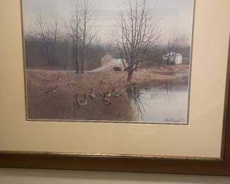 In upstairs stairwell off kitchen hall , Birmingham artist Ronald Lewis signed print