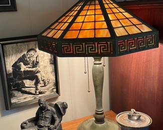 Arts and Crafts stained glass lamp vintage 
