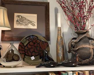 Howe “Peregrine Falcon etching with Sascha Brastof pottery 