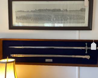 Top: WWI panoramic photo of Camp Sheriden Bottom: Air Force Academy saber with scabbard 