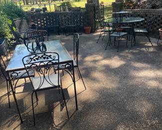 View of walled patio off kitchen 