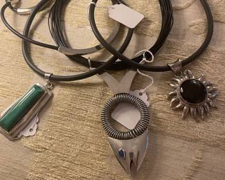 Wonderful sterling Mexican sterling pendant necklaces