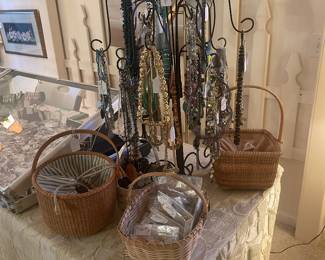 Costume jewelry with Nantucket basket purses