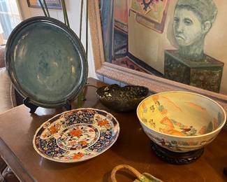 Studio art pottery and oriental pieces